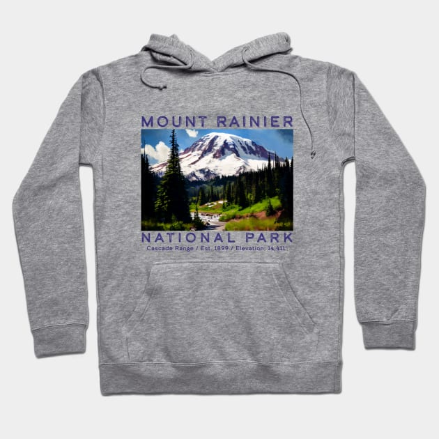 Mount Rainier National Park, State of Washington Hoodie by Pine Hill Goods